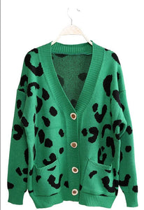 Leopard Pattern Button Cardigan